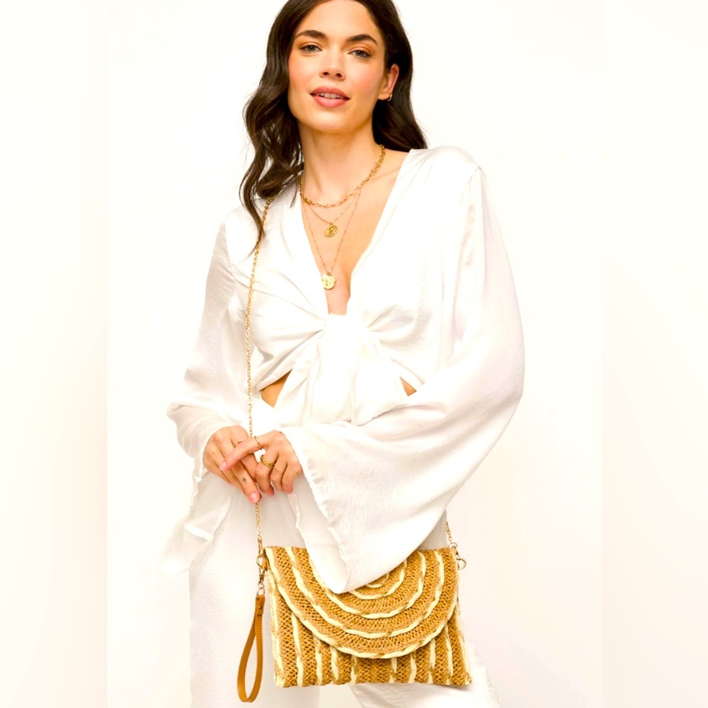 NWT Urban Expressions Gold Woven Clutch